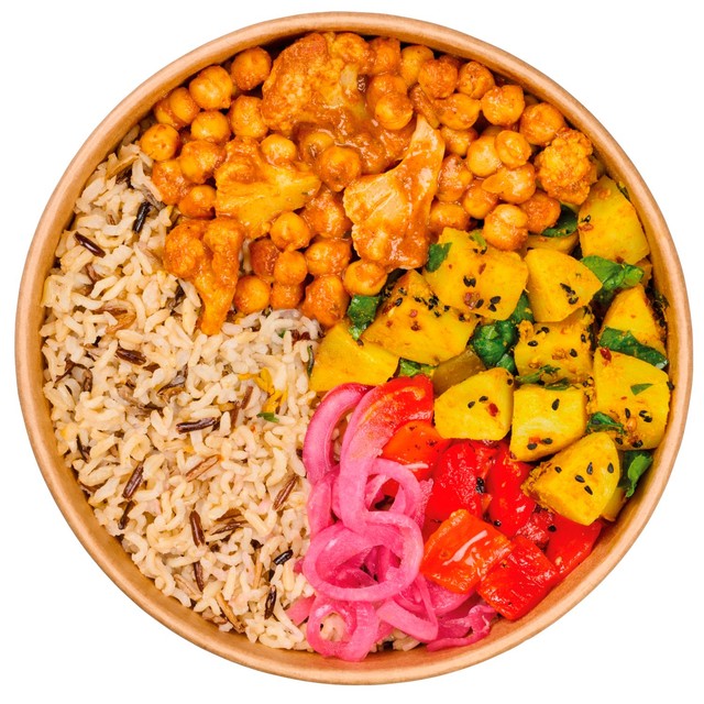 Pollen + Grace Tikka chickpea and vegetable hot bowl 400g, imported from the UK