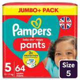 M&S Pampers Baby-Dry Nappy Pants Size 5 12-17kg Jumbo Pack- Buy online at McGrocer
