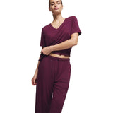 M&S viscose lace pyjama set, dark magenta, XL, imported from the UK