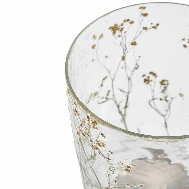 M&S clear pressed flower candle holder - British product
