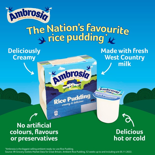 Ambrosia Rice Pudding Snack Pots 120g 4 Pack - British product