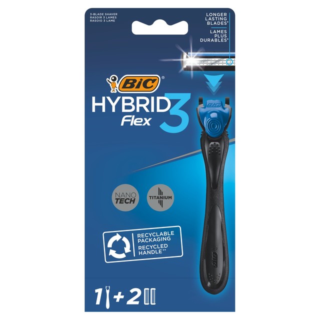 BIC Hybrid 3 Flex men's refillable shaver kit - British product