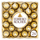 Ferrero Rocher milk chocolate hazelnut pralines in a 24-piece box - British product