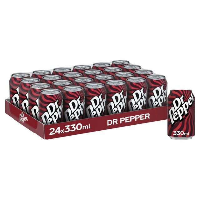 Dr Pepper sparkling soft drink 24 x 330ml cans - British product