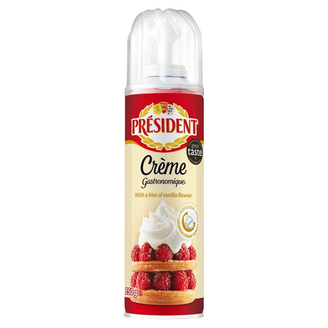 President vanilla spray cream aerosol can, imported from the UK