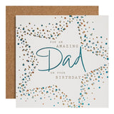 M&S Dad Star Foiled Birthday Card 15cm x 15cm, imported from the UK