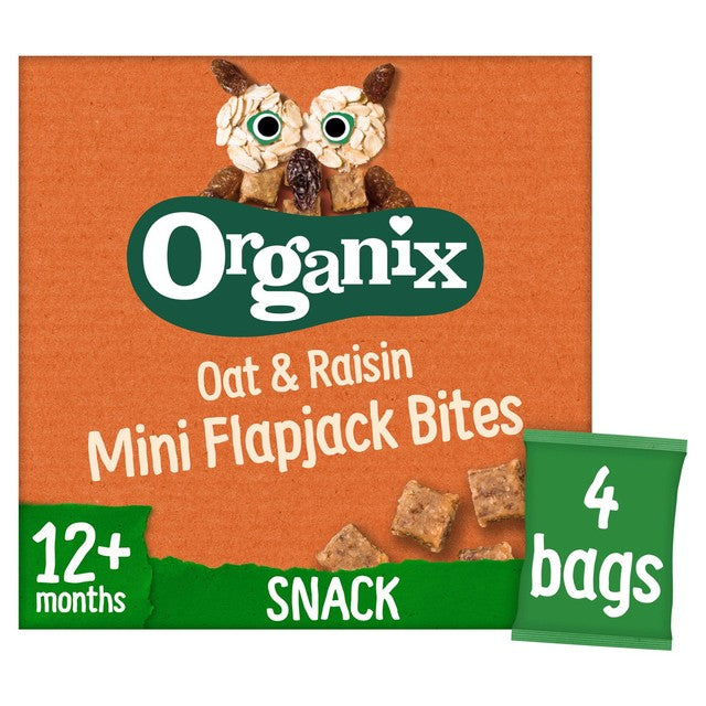 Organix oat and raisin flapjack bites 80g multipack, imported from the UK