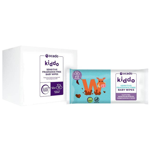 Ocado Kiddo sensitive fragrance free baby wipes jumbo, imported from the UK