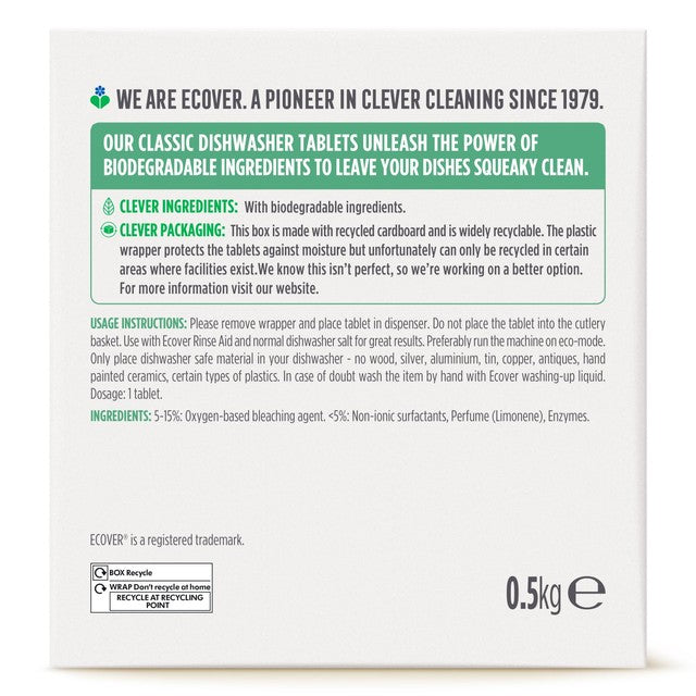 Ecover dishwasher tablets lemon & lime 25 per pack - British product