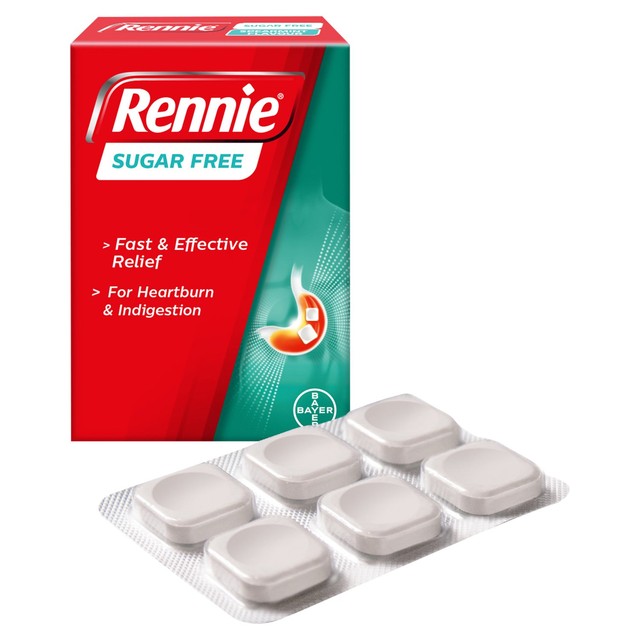 Rennie Sugar Free Tablets calcium carbonate antacid medicine pack of 24 - British product