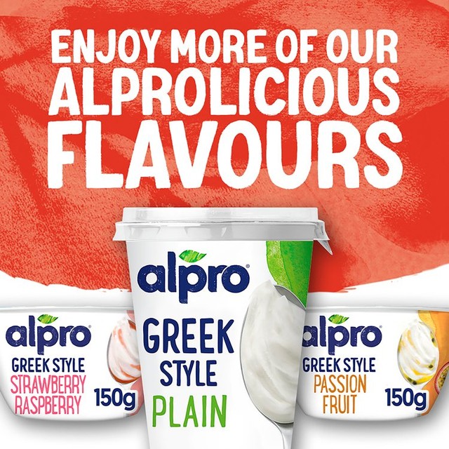 Alpro strawberry raspberry Greek style yoghurt alternative 150g - British product