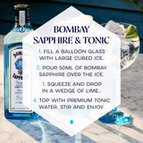 Bombay Sapphire London dry gin miniatures with natural botanicals - British product