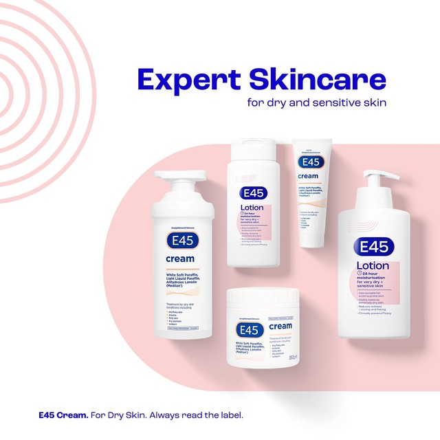 E45 moisturising lotion for dry sensitive skin (British brand)