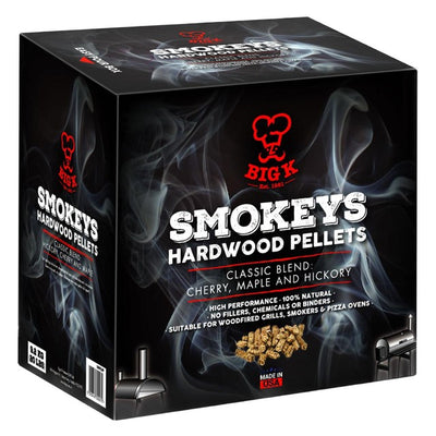 M&S Big K BBQ Wood Smoking Pellets Classic Blend Cherry Maple Hickory 9kg- Buy online at McGrocer