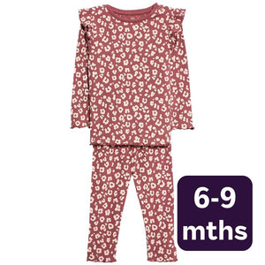 M&S Leopard Jersey Outfit Pink Baby Outfit 6-9 Months