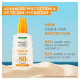 Garnier Ambre Solaire Hydra 24 sun protection spray SPF50 150ml - British product