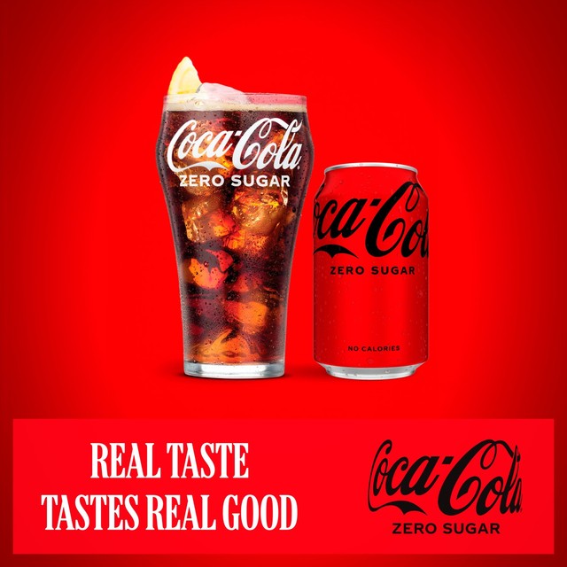 Coca-Cola Zero Sugar sugar-free cola 4 x 330ml cans - British product