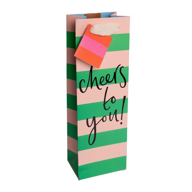 Caroline Gardner Cheers To You bottle gift bag 225x275x150mm - British product