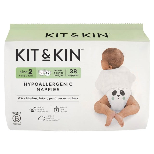 Kit & Kin hypoallergenic nappies size 2 (4-8kg), UK version