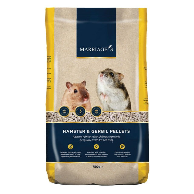 Marriages Hamster Gerbil Pellets 750g, imported from the UK