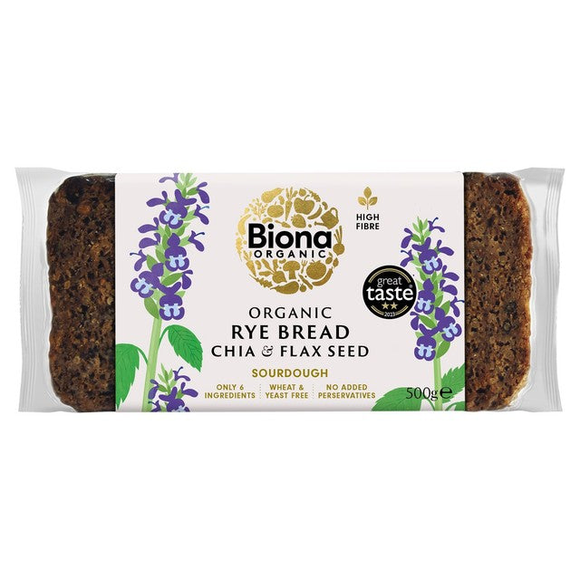 Biona Organic Rye Chia Flax Bread 500g - British product