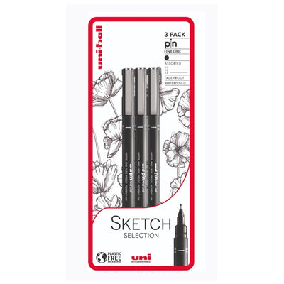 M&S Uni-ball PIN Fineliners Sketch Selection Black Fineliner Pens 3 Pack- Buy online at McGrocer