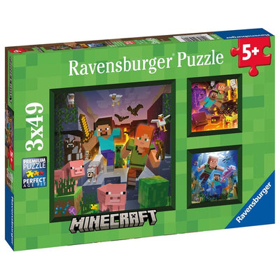 Ravensburger Minecraft Biomes 3 x 49 brikkers barnepuslespill