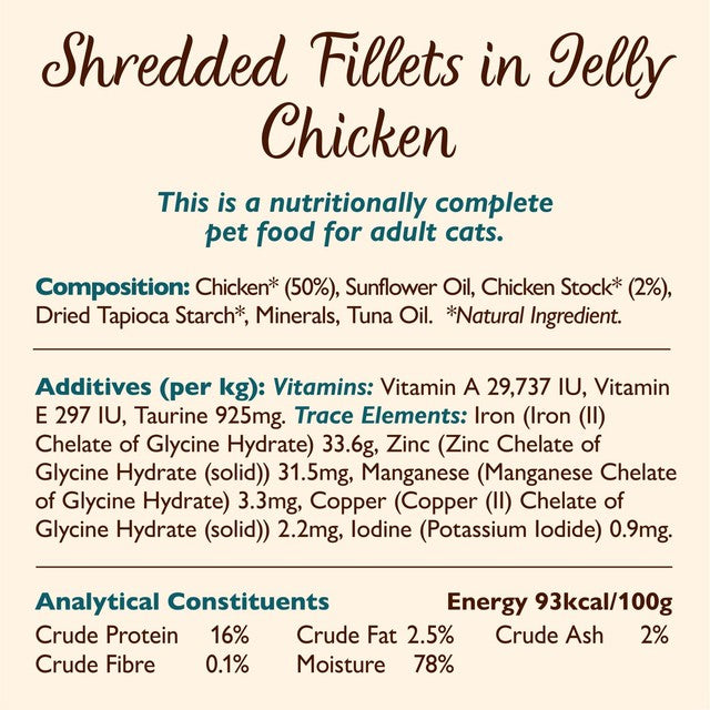 Lily's Kitchen shredded chicken in jelly cat food 70g, UK version