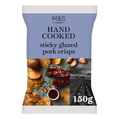 M&S M&S Hand Cooked Glazed Pork Flavour Crisps 150g- Buy online at McGrocer
