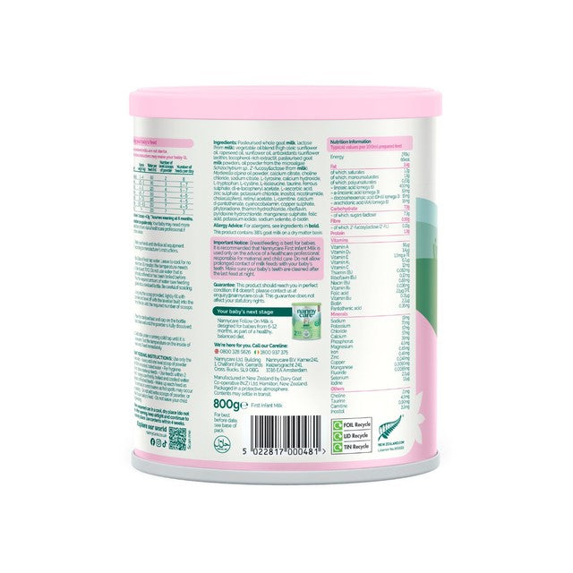 Nannycare goat stage 1 infant milk formula 800g, imported from the UK