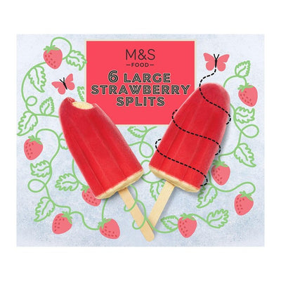 M&S M&S آيس كريم مصاصات فراولة مقسمة 6 × 68 جم - اشترِ عبر الإنترنت من McGrocer