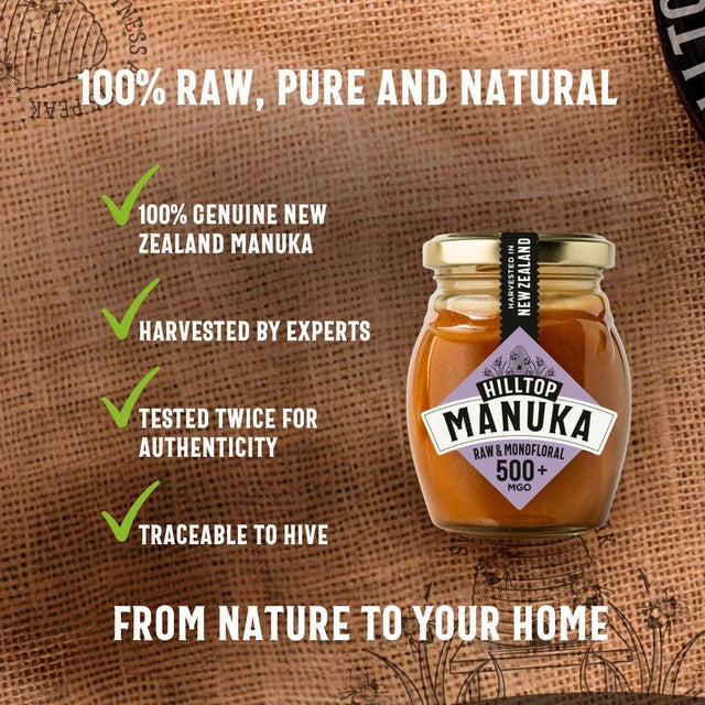 Hilltop Honey Manuka MGO500+ honey 225g jar, UK version
