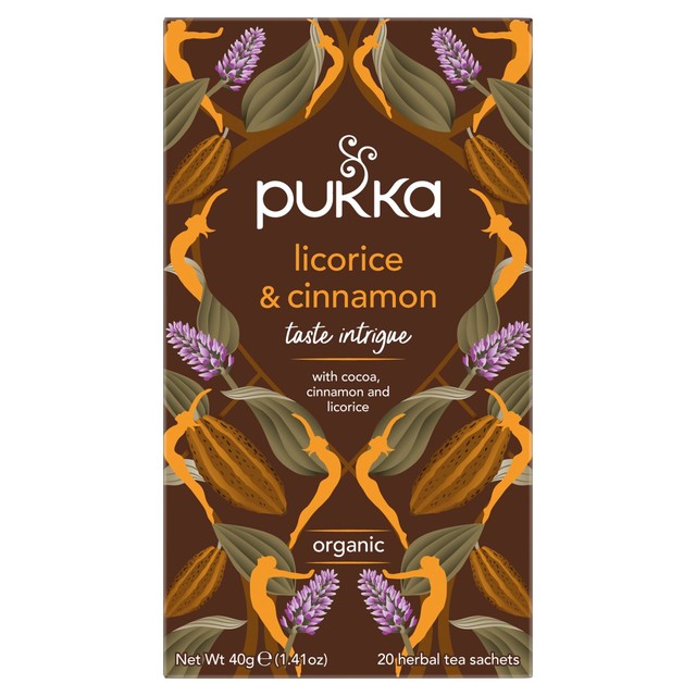 Pukka Herbs organic licorice and cinnamon herbal tea 20 tea bags, imported from the UK