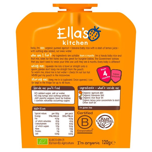 Ella's Kitchen baby food pouch apricot banana 120g - British product
