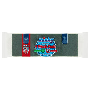 Minky Heavy Duty Anti-Bacterial Wash Pads Scouring Sponges 4 Pack