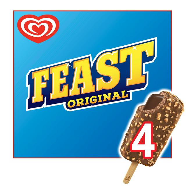 Walls Feast Original Chunky Chocolate Ice Cream Sticks 4x90ml