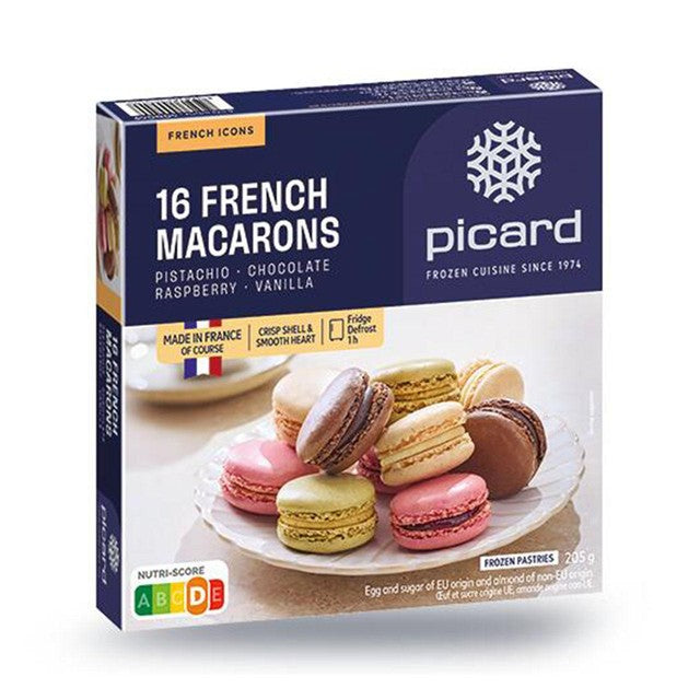 Picard assorted flavour macarons 16 pack, imported from the UK