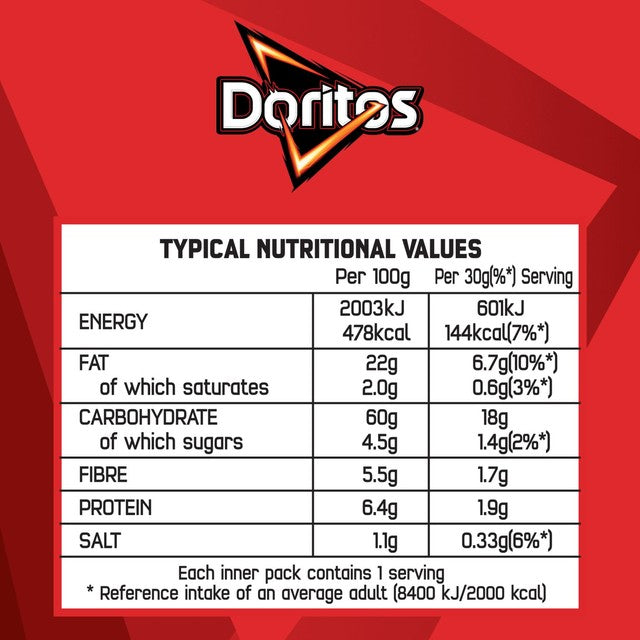 Doritos Chilli Heatwave tortilla chips multipack - British product
