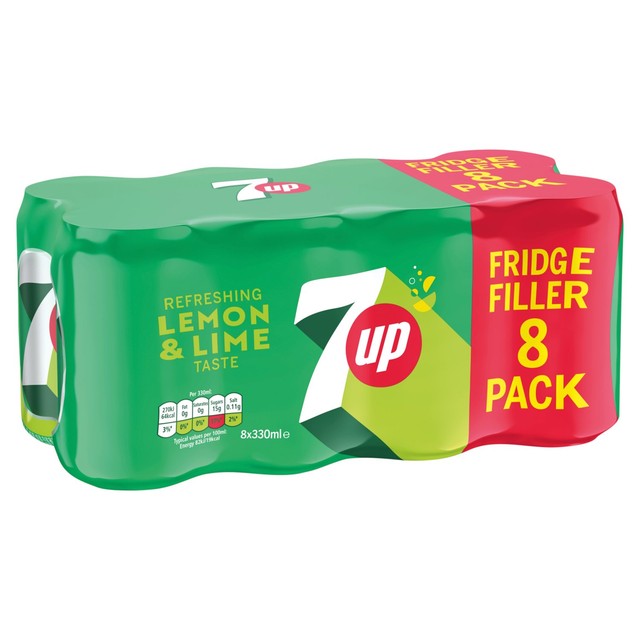 7up Regular Lemon and Lime soft drink 330ml Pack (British brand)