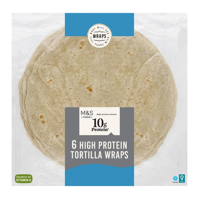 M&S high protein tortilla wraps 6 x 61g, imported from the UK