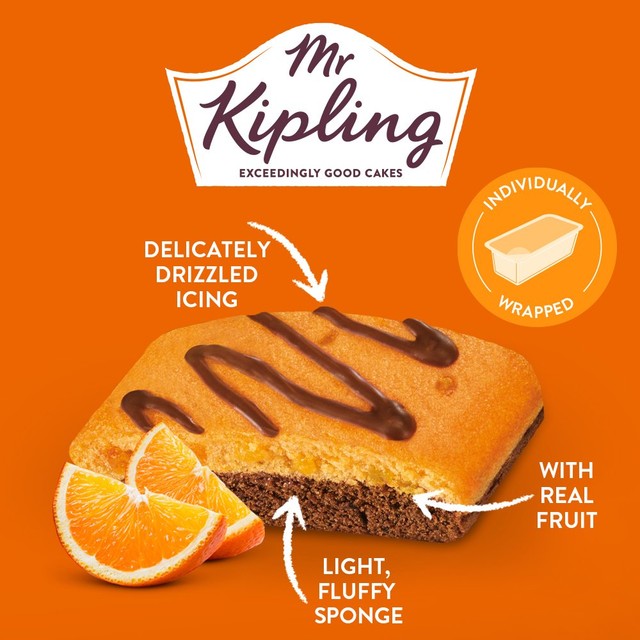 Mr Kipling chocolate orange cake slices 4 pack, imported from the UK