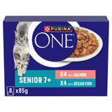M&S Senior Mini Fillets Salmon & Ocean Fish Wet Cat Food for Cats Aged 7+ Years, 8 x 85g Pouch Multipack- Buy online at McGrocer