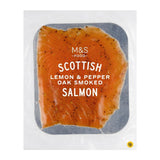 M&S lemon and pepper oak smoked salmon 100g, imported from the UK