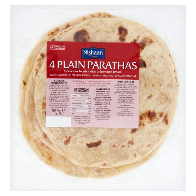 Nishaan plain parathas 380g, imported from the UK