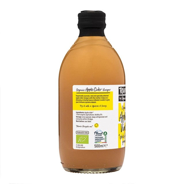 Realfoods organic raw apple cider vinegar 500ml, imported from the UK