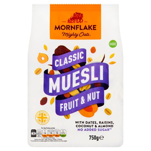 Mornflake Classic Fruit & Nut Muesli 750g, imported from the UK