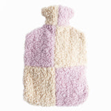 M&S Caroline Gardner Check Borg Hot Water Bottle Lilac Cream with Borg Cover- Buy online at McGrocer