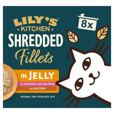 M&S Lily's Kitchen Shredded Fillets in Jelly Chicken & Salmon Flavours Wet Cat Food Multipack 8 x 70g- Buy online at McGrocer
