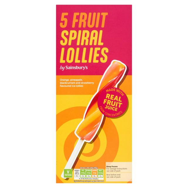 Sainsburys Fruit Spiral Lollies 5x70ml