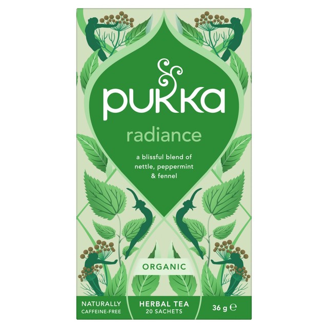 Pukka Organic Radiance Tea Herbal 20 tea bags, imported from the UK